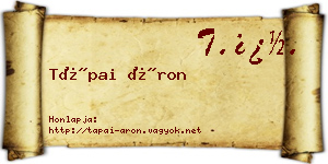 Tápai Áron névjegykártya